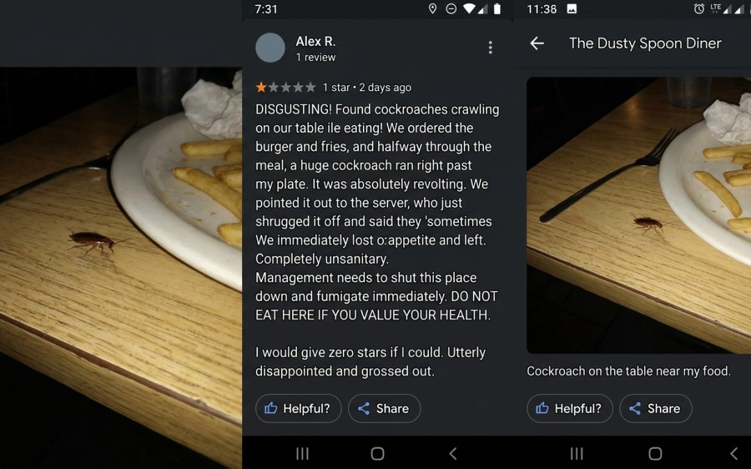 review jelek restoran karna ada kecoak