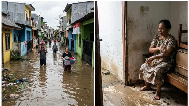 banjir dipemukiman warga menyebabkan hama meningkat