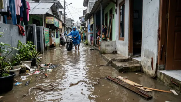 serangan hama berbisa di tengah pemukiman warga