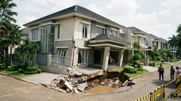fondasi rumah yang hancur akibat bangunan dimakan rayap